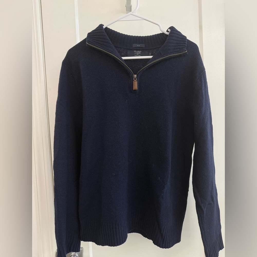 J. Crew Men's Dark Blue Zip-Up Sweater